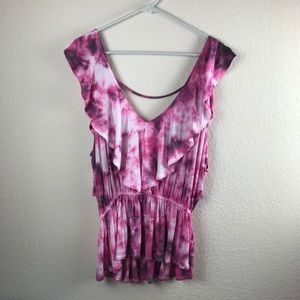 Abercrombie & Fitch Tie Dye Ruffled Top XL